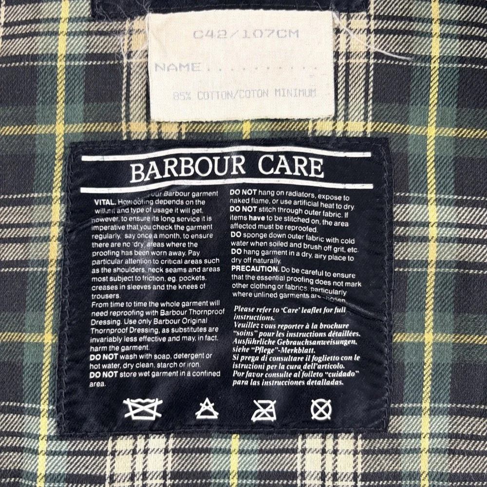 Vintage Barbour A200 Border Wax Jacket C42/107CM Sage Green Country England 80s